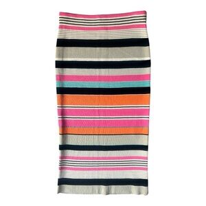 Tracy Reese Multicolored Slim Striped Pull On Pencil Skirt Zippered Slit, Small